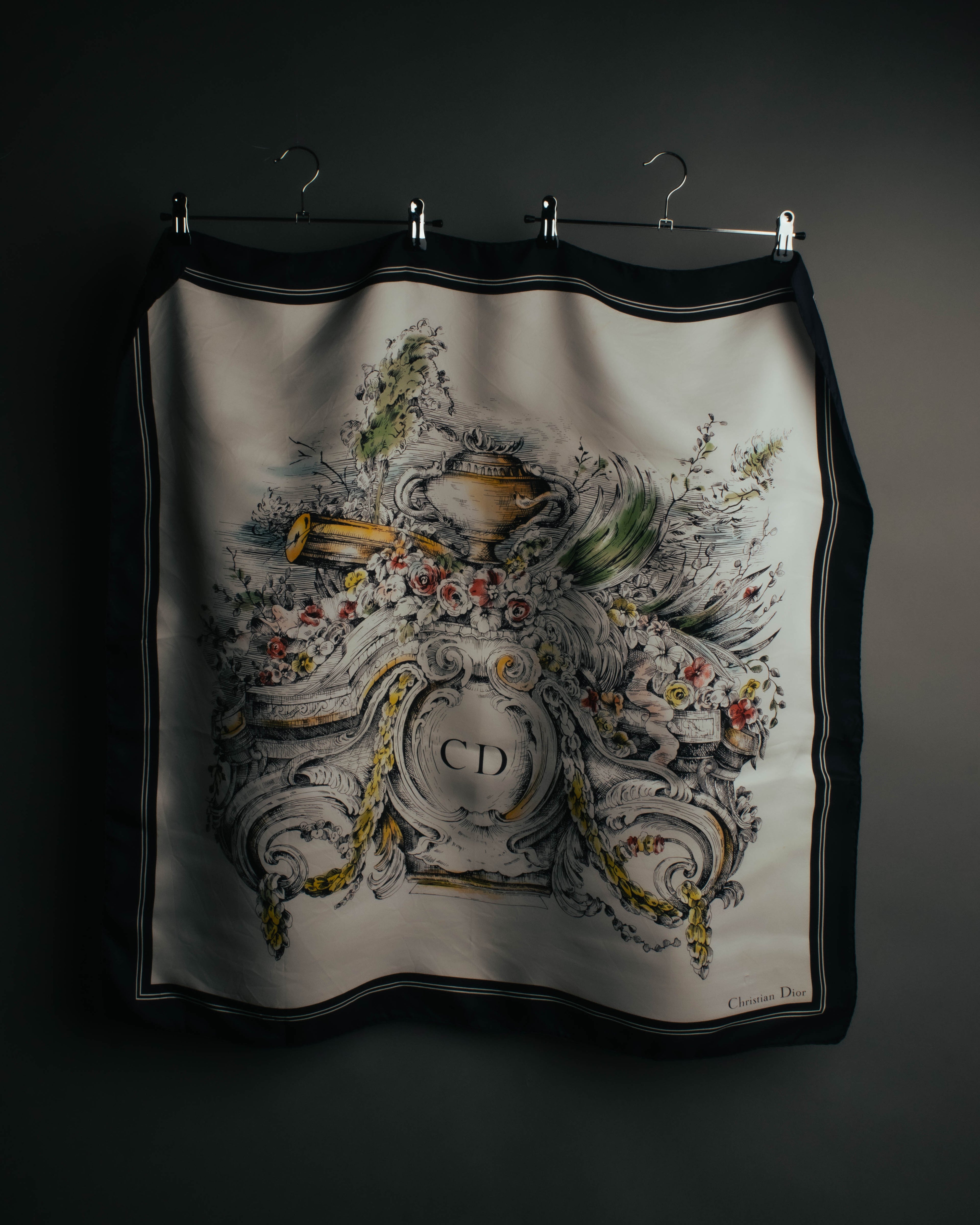 "Christian Dior" Vintage baroque print square scarf