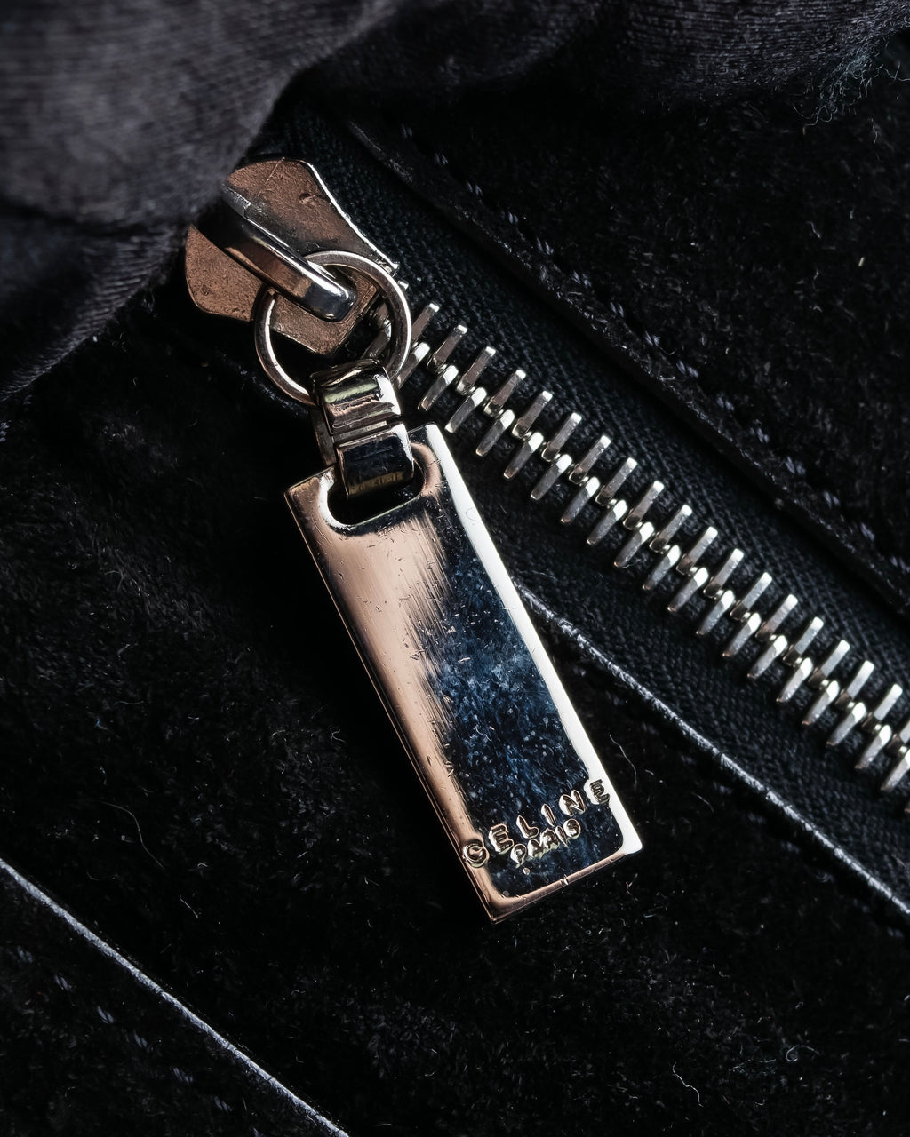 "CELINE" Horizontal form suede one-handle bag