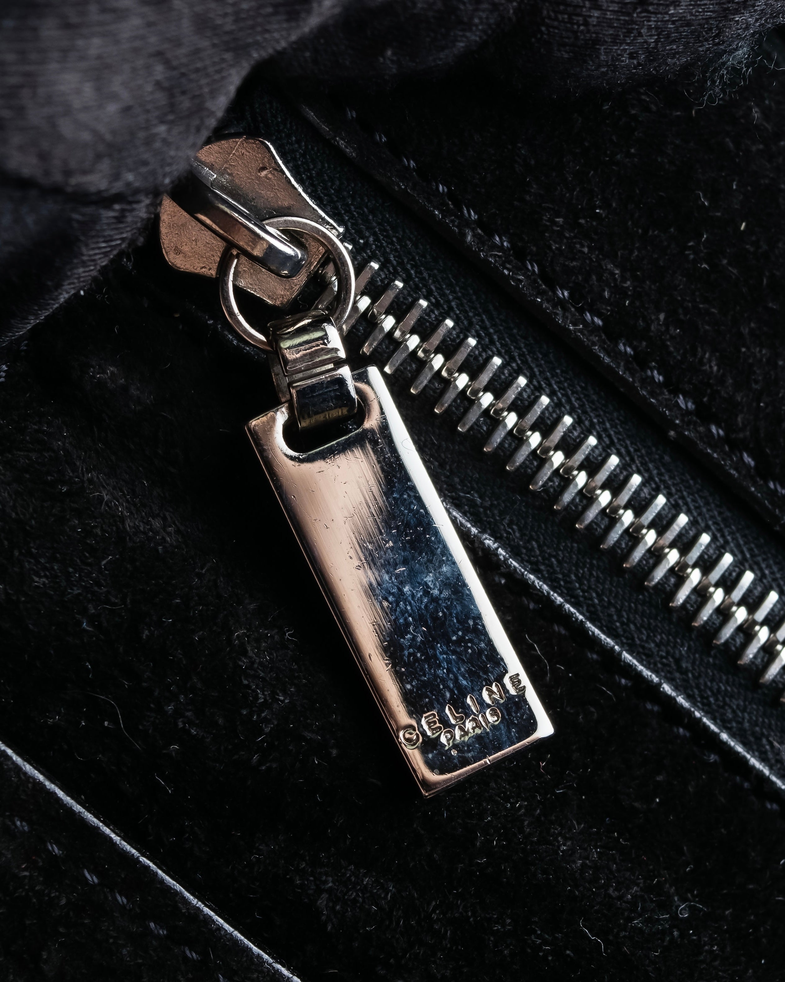 "CELINE" Horizontal form suede one-handle bag