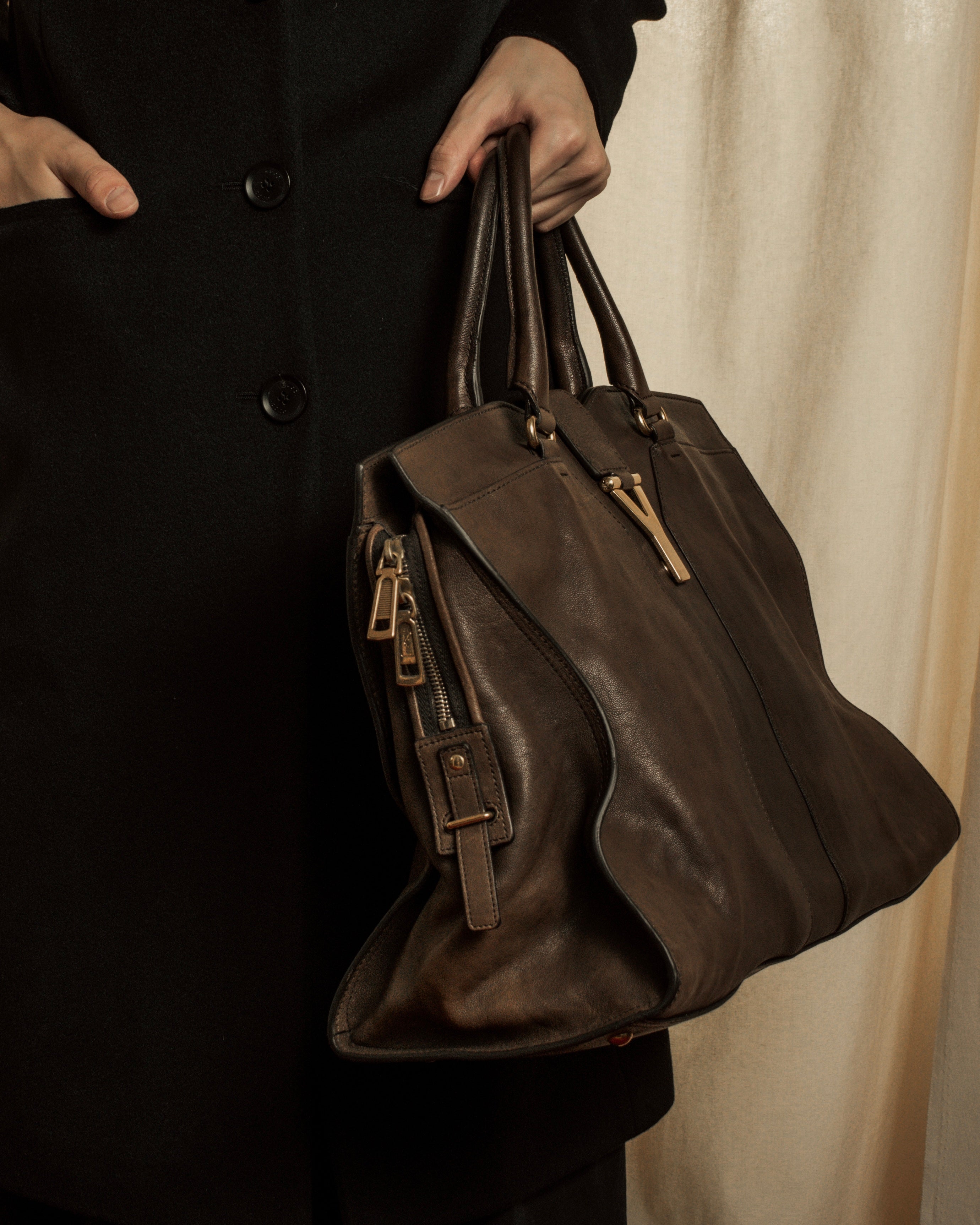 "YVES SAINT LAURENT" 11'year-12'year Chic Gabas leather bag