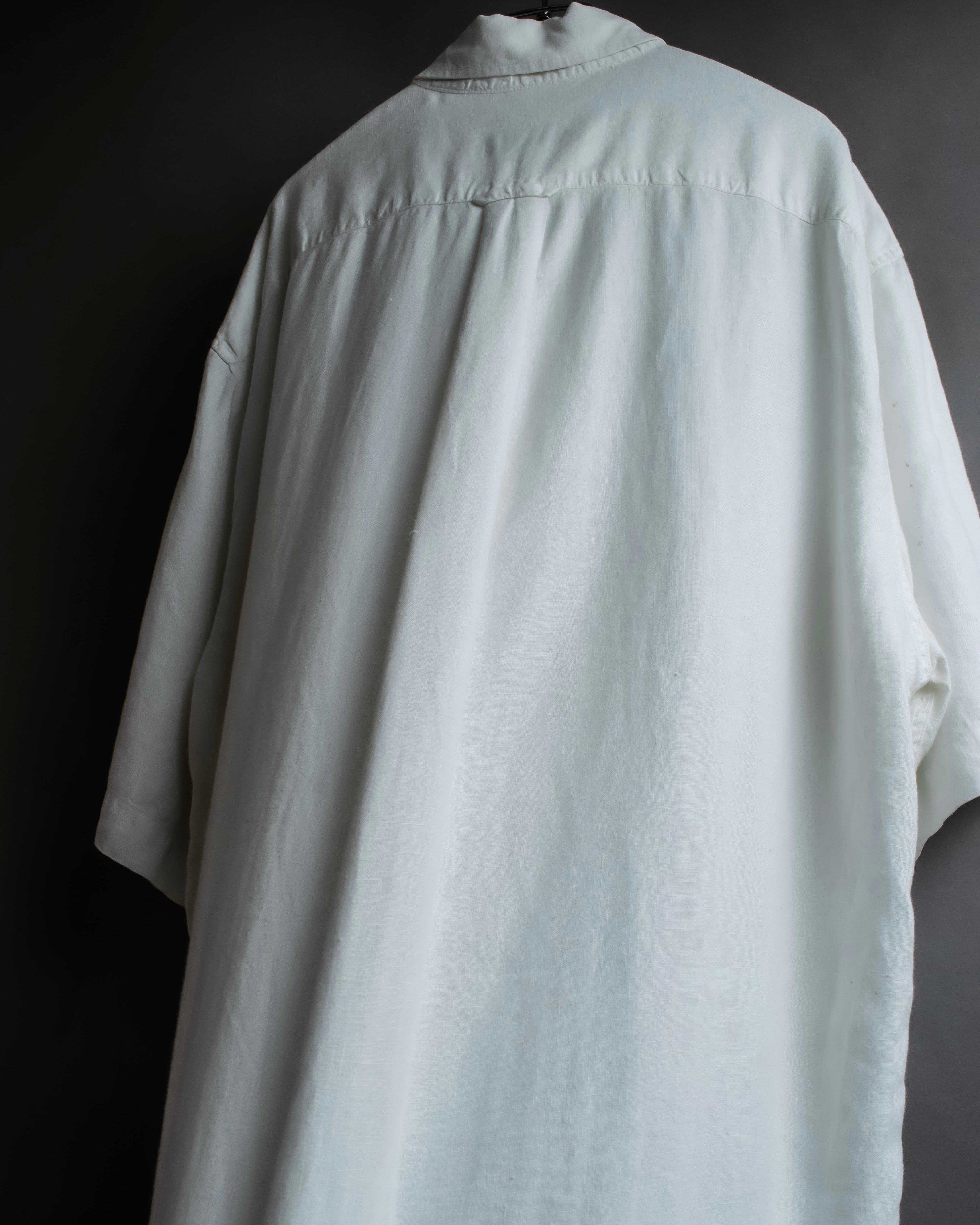 "HUGO BOSS" Linen oversized half sleeve button down shirt