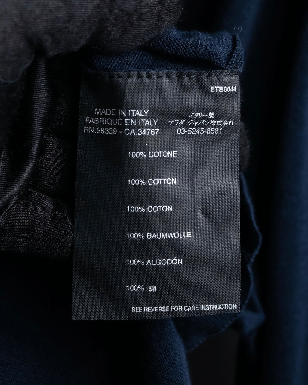 "PRADA" Raglan sleeves cotton navy color knit
