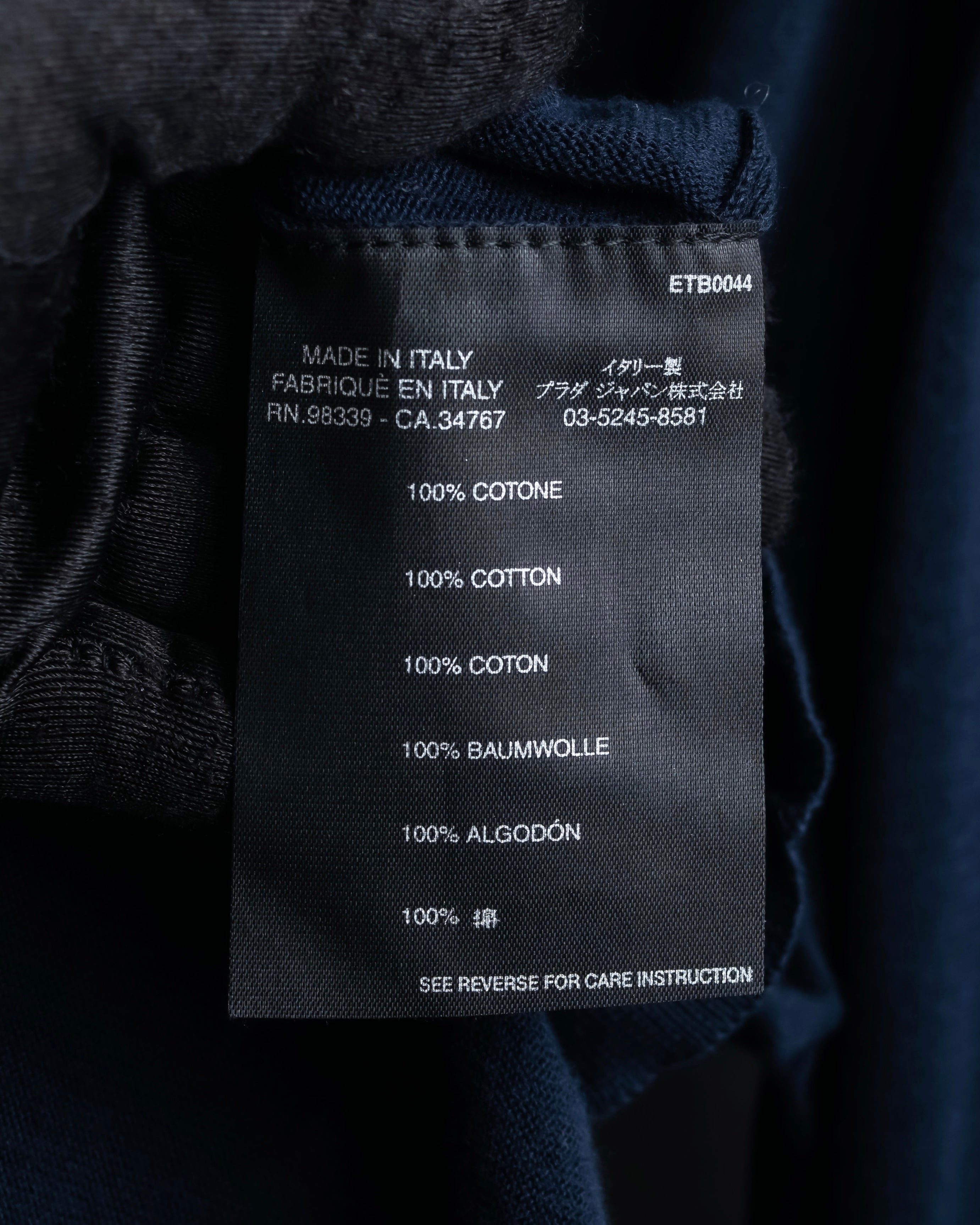 "PRADA" Raglan sleeves cotton navy color knit