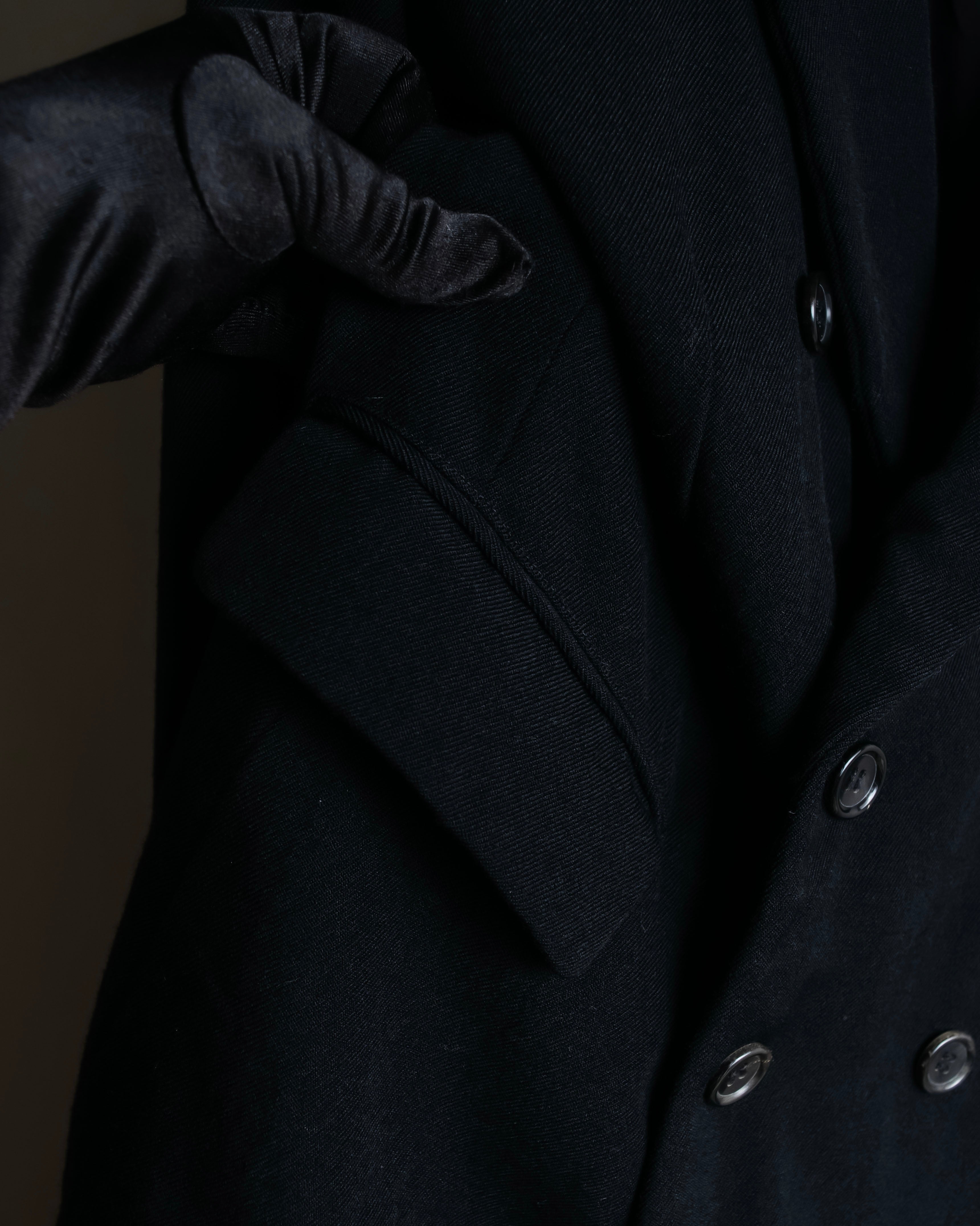 "COMME des GARCONS" Peaked lapel double-breasted long tailored jacket