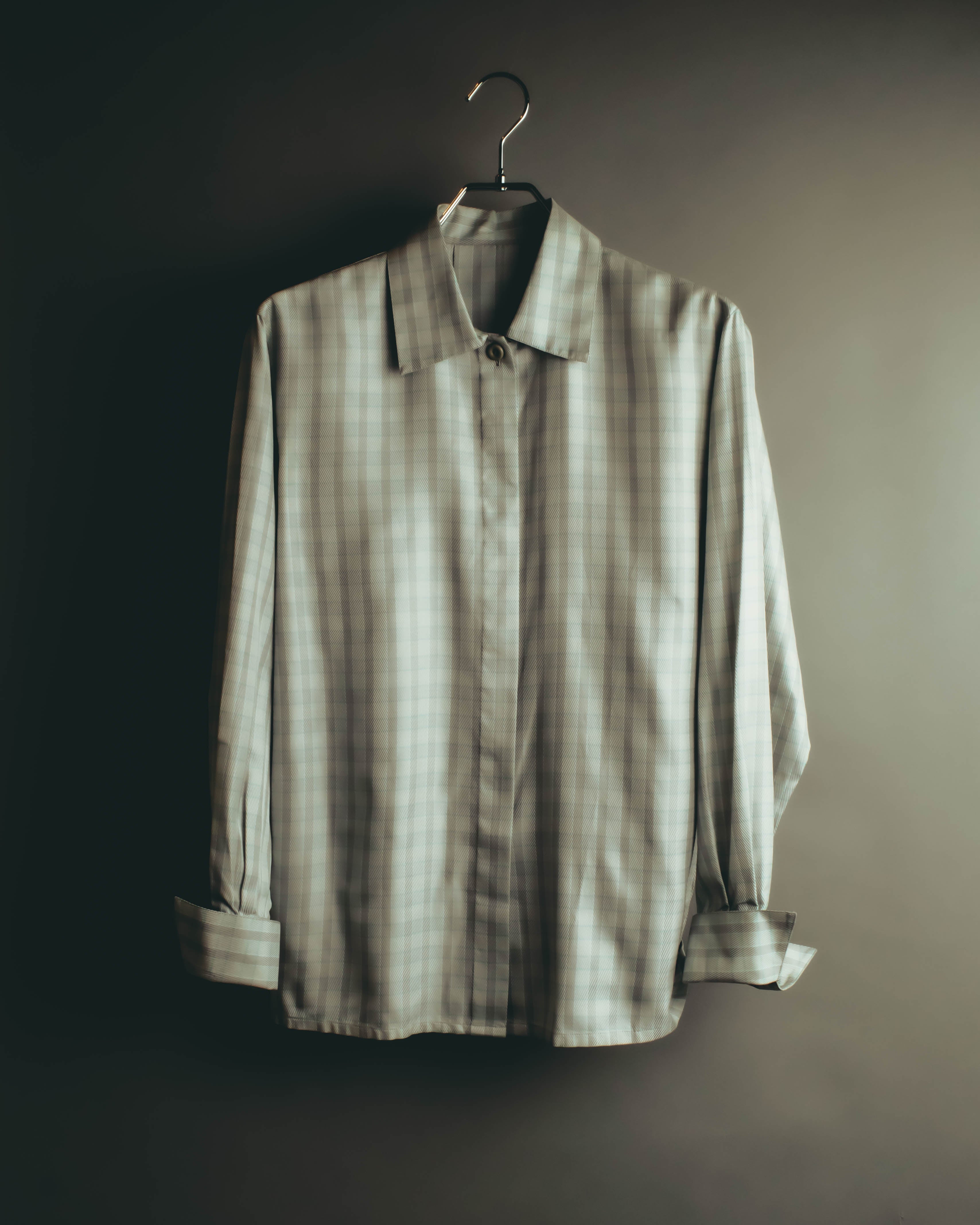 "Christian Dior" 80's-90's Silk blend checked long sleeve blouse
