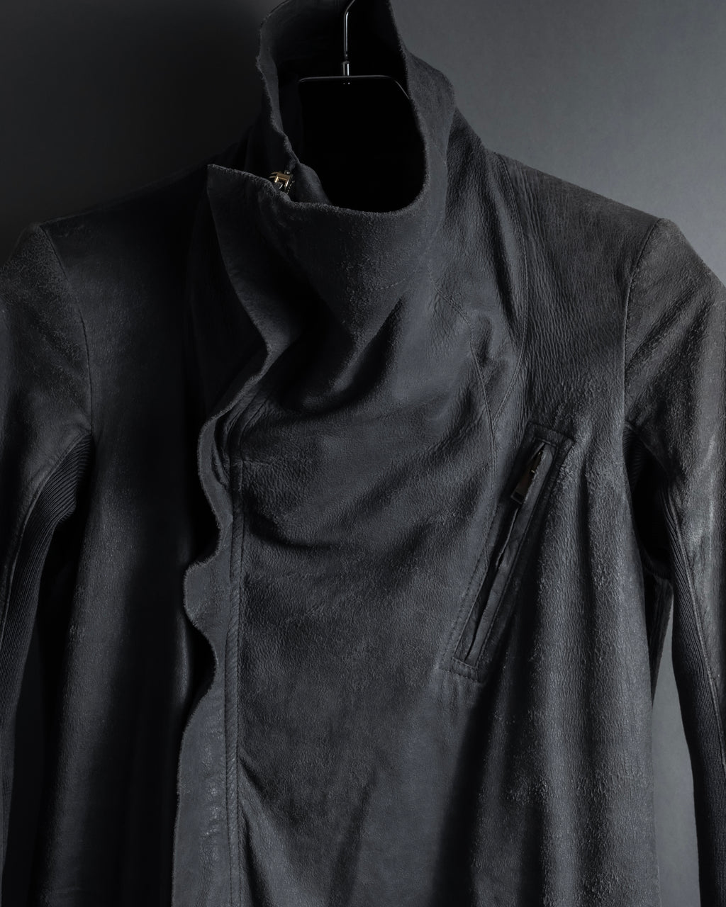 -SPECIAL- "Rick Owens" 13AW Ribbed leather zip-up jacket