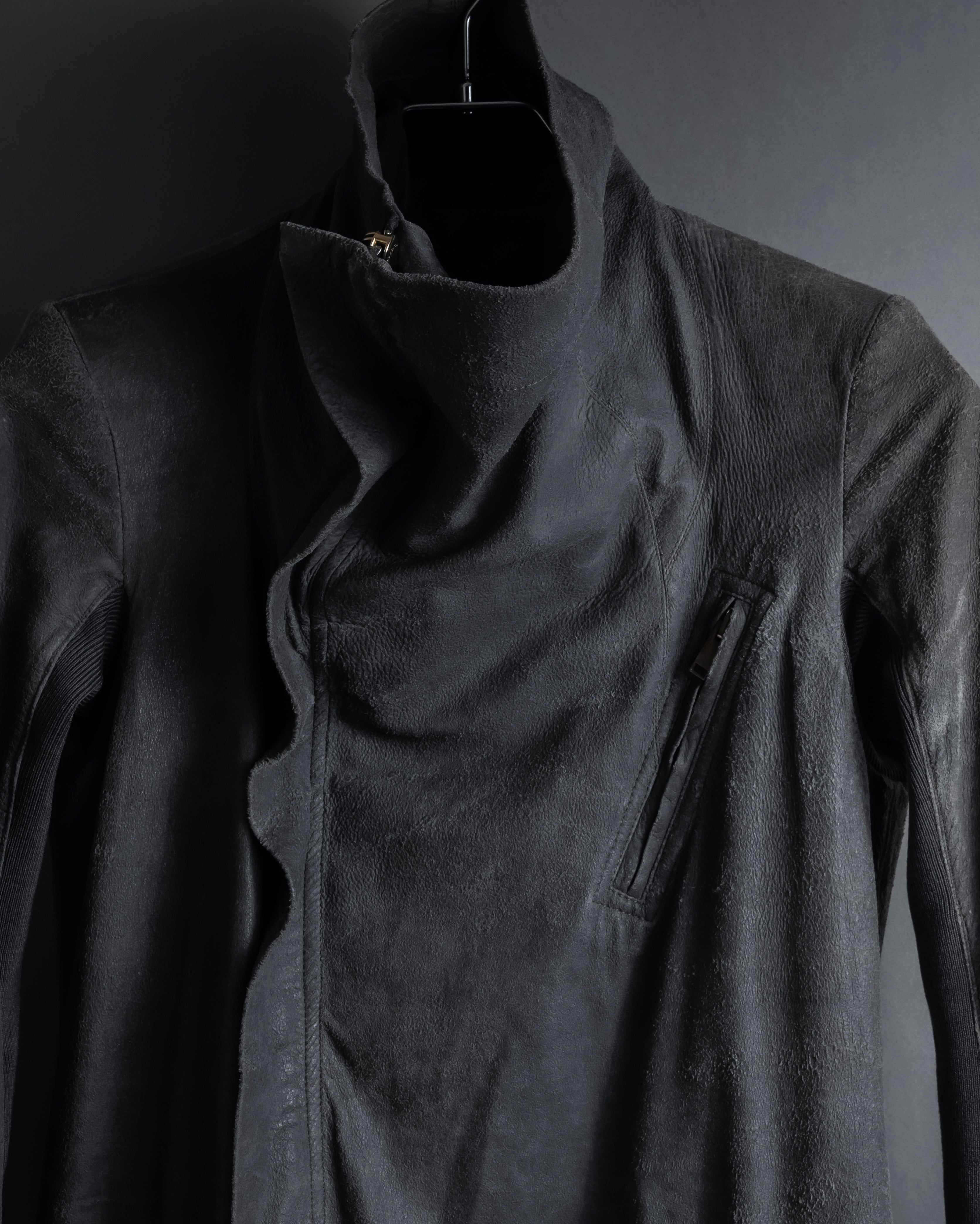 -SPECIAL- "Rick Owens" 13AW Ribbed leather zip-up jacket