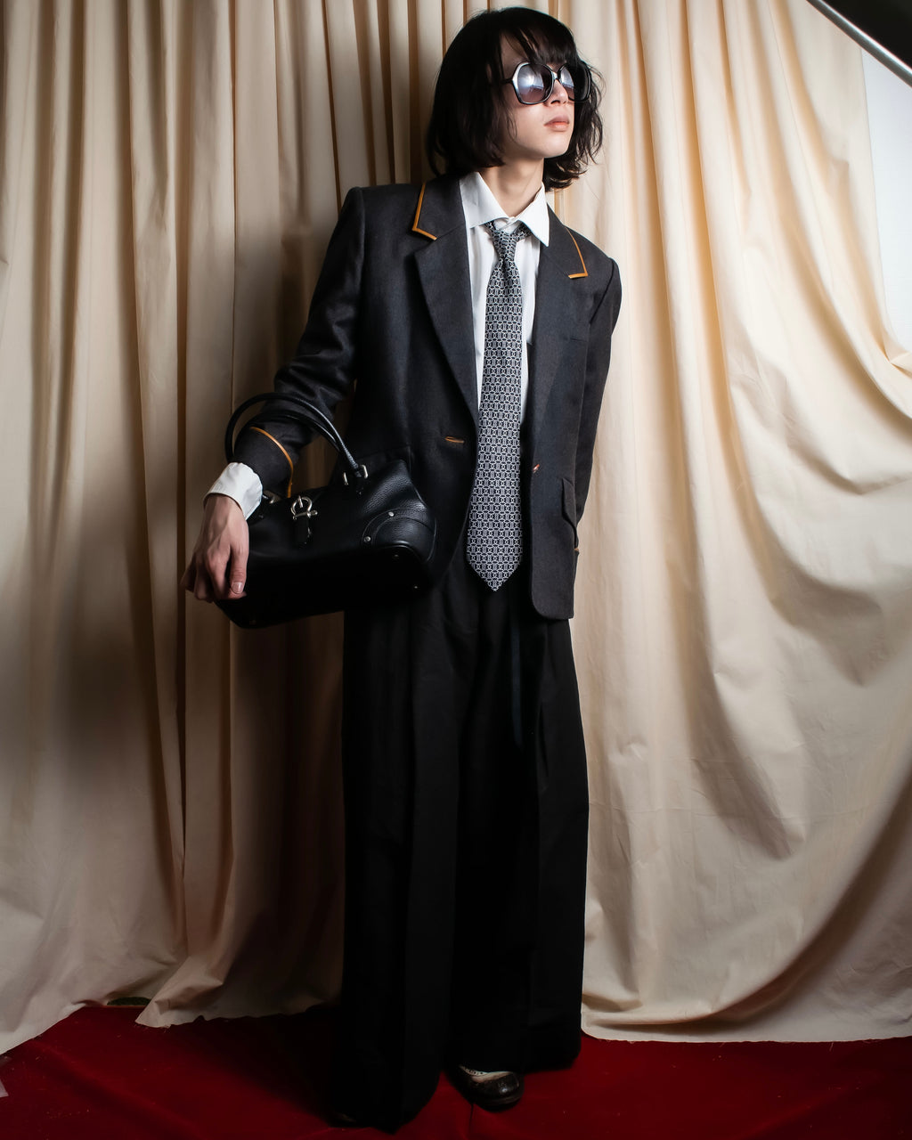 "HERMES" Chain motif silk necktie