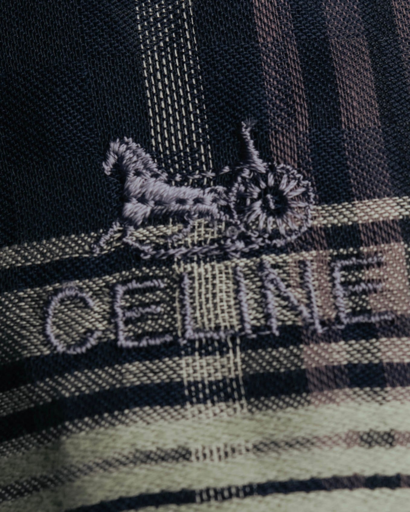 “CELINE” 90’s-00’s Plaid logo scarf