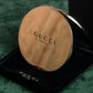 "GUCCI" Gold metal design logo engraved hand mirror