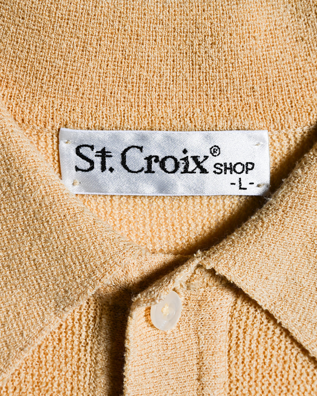 VINTAGE/ Relax Sized Summer Knit Polo Shirt Yellow