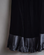 "CELINE" Pleated satin hem velvet flare skirt
