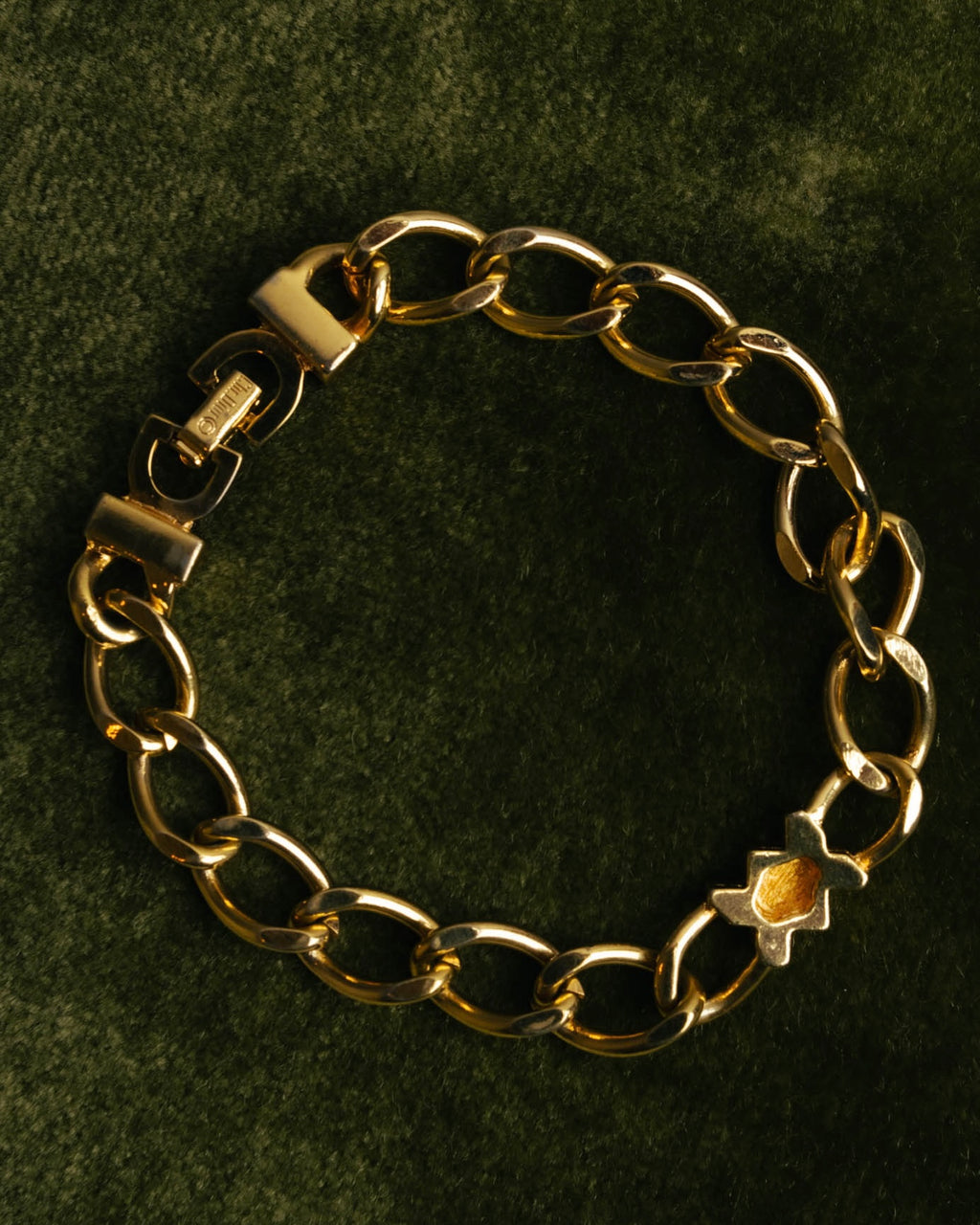 "Christian Dior" 90's Gold tone rhinestone chain bracelet
