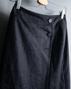 "CHANEL" Shadow stripe midi wrap skirt