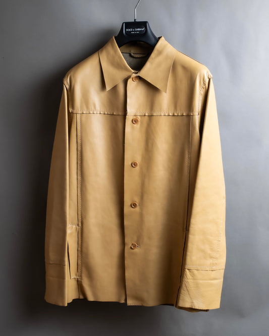 "Dolce & Gabbana" Tanned genuine leather front switching jacket