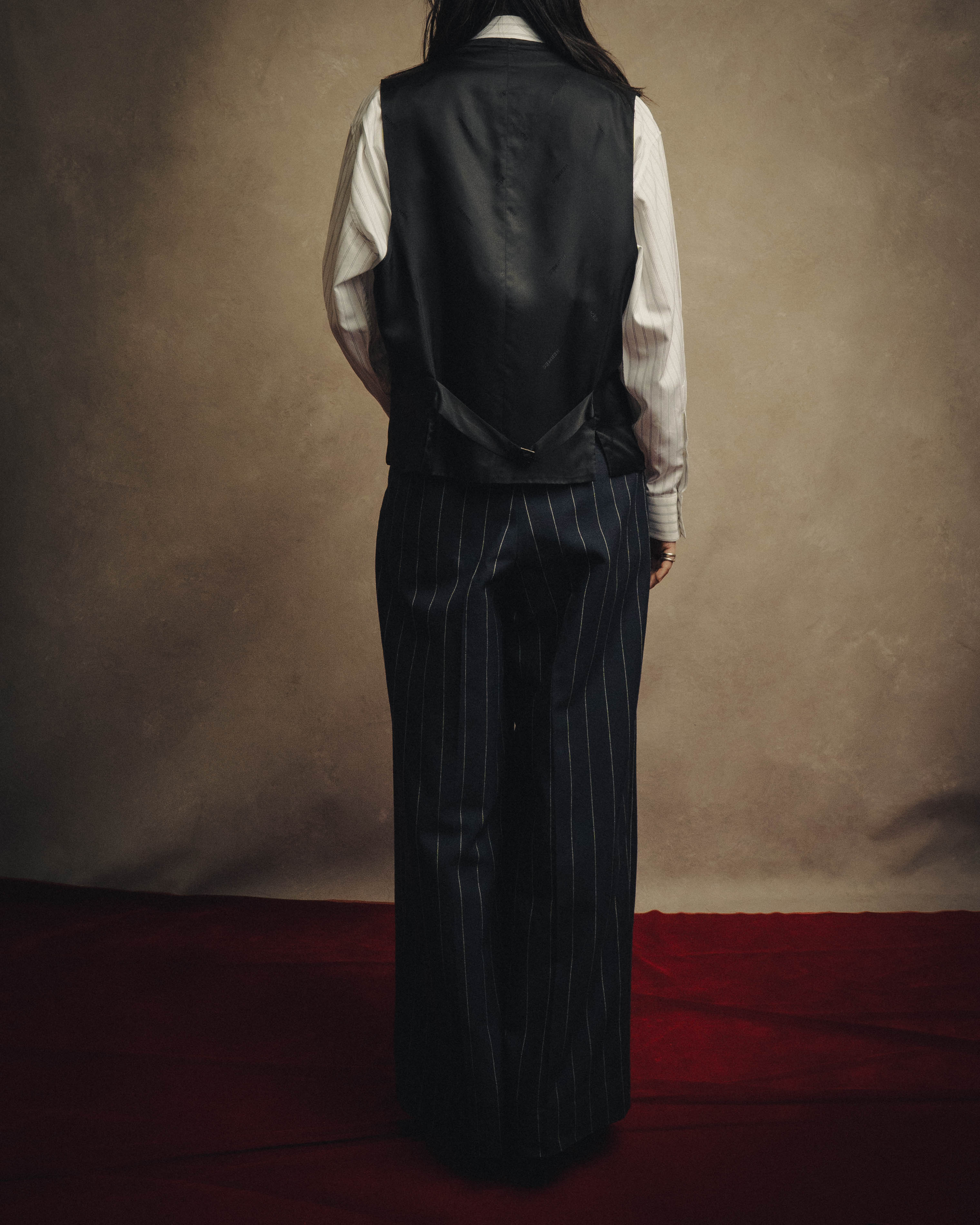 -SPECIAL- “HERMES” 2007-2009 Super 100s pinstripe tailored long gilet