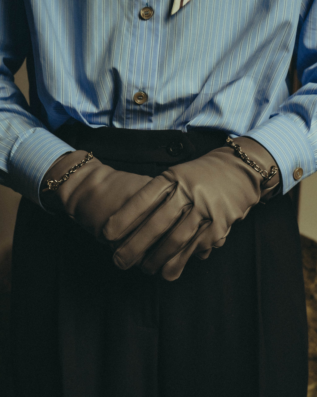 -SPECIAL- "Hermès" 20's Luxurious chain detailed lambskin leather gloves