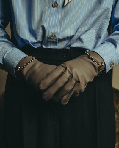 -SPECIAL- "Hermès" 20's Luxurious chain detailed lambskin leather gloves