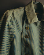 -SPECIAL- "Ralph Lauren" 00's Hickory stripe cotton double-breasted marine jacket