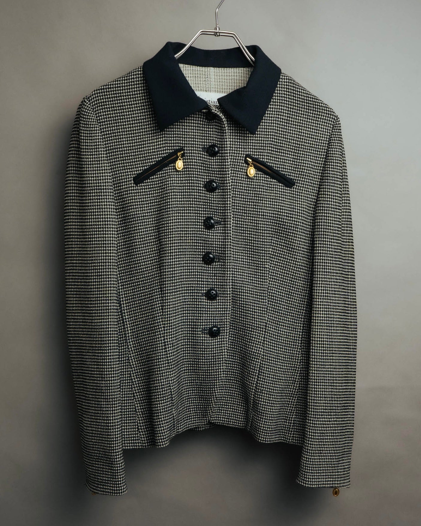 "Christian Dior" 80's-90's Wool-blend houndstooth jacket