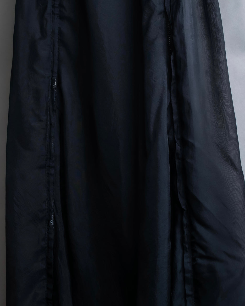 "YOHJI YAMAMOTO" 1996SS Double zipper design sheer rayon flare skirt