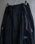 "COMME des GARCONS" Ruffle & tulle asymmetrical docking sarouel slacks