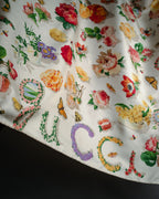 “GUCCI” 80’s-90’s Floral logo silk scarf