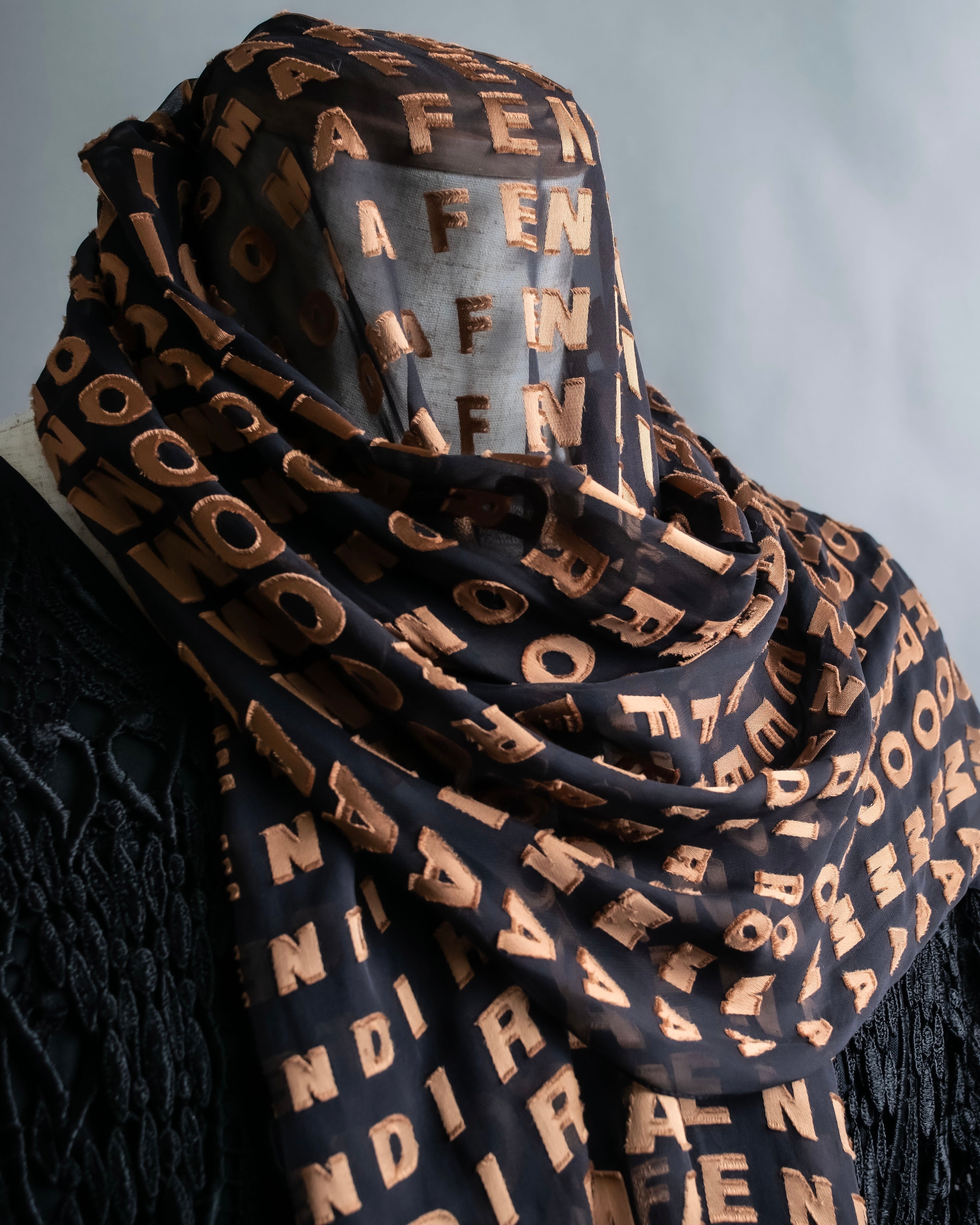 “FENDI” Silk blended logo scarf