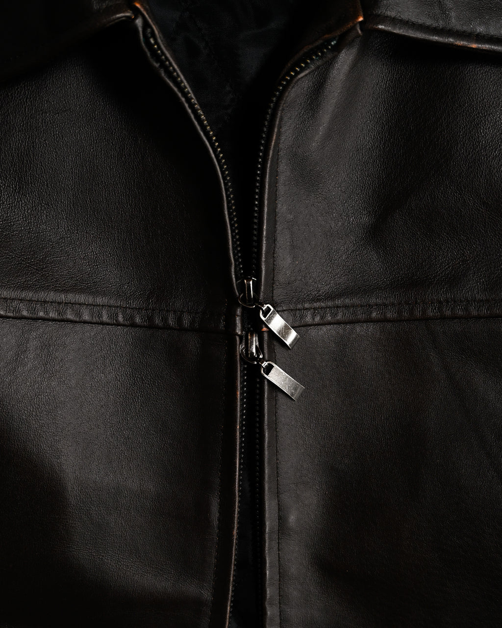 VINTAGE / Architectural Leather Jacket Dark Brown