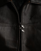 VINTAGE / Architectural Leather Jacket Dark Brown