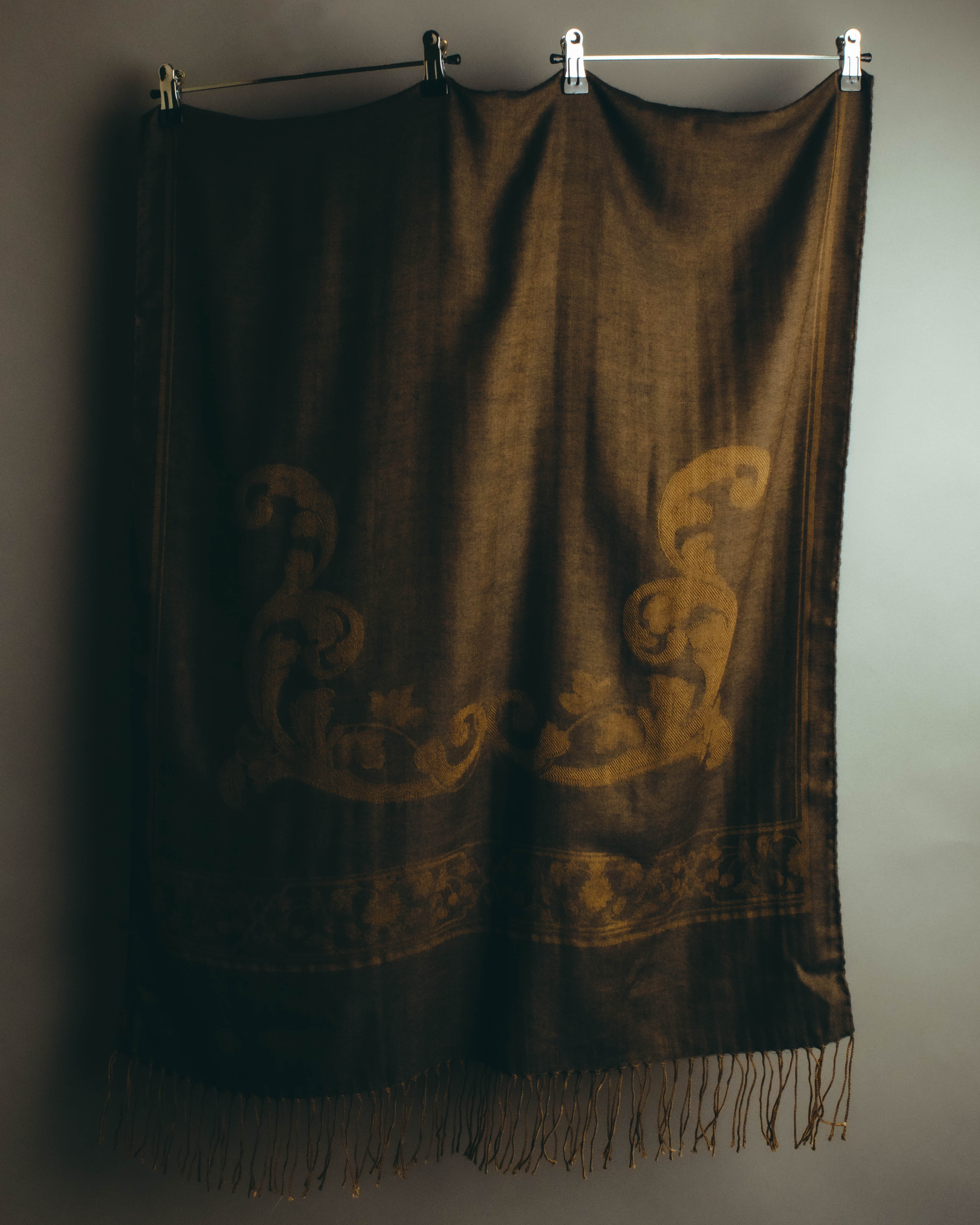 -SPECIAL- “LOEWE” 90’s-00’s Botanical anagram jacquard fringe stole