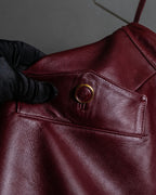 "LOEWE" Burgundy leather front button middle skirt