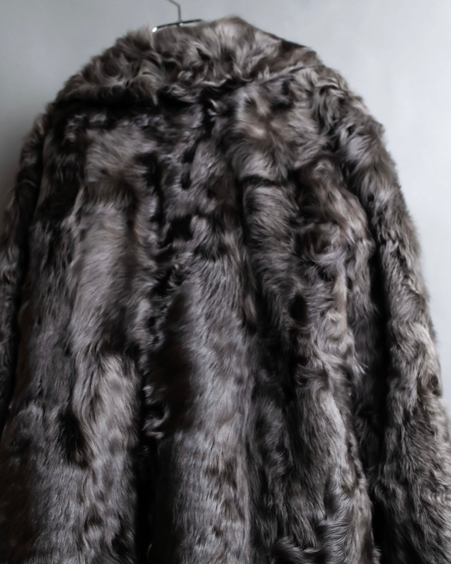 "EMBA" Large collar mid length fur coat