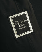 内側に配されたChristian Dior MONSIEURの織りネームを捉えたカット。ブラックの裏地とともに、当時のメンズラインの仕様を確認できます。