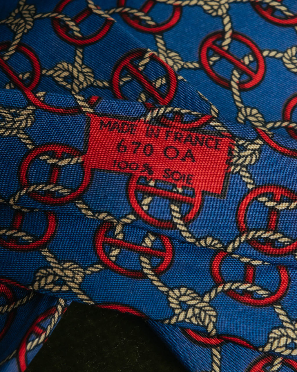 “HERMÈS” 90’s Rope and H motif silk tie