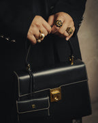 -SPECIAL- "Salvatore Ferragamo" 90's-00's Gancini contrast stitch leather handbag