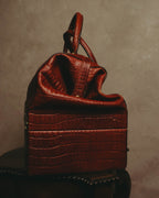 -SPECIAL- “Giorgio Armani” 90’s-00’s Crocodile embossed leather frame bag