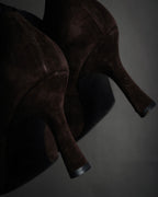 “Yves Saint Laurent” 90’s-00’s Suede ribbon lace-up pumps