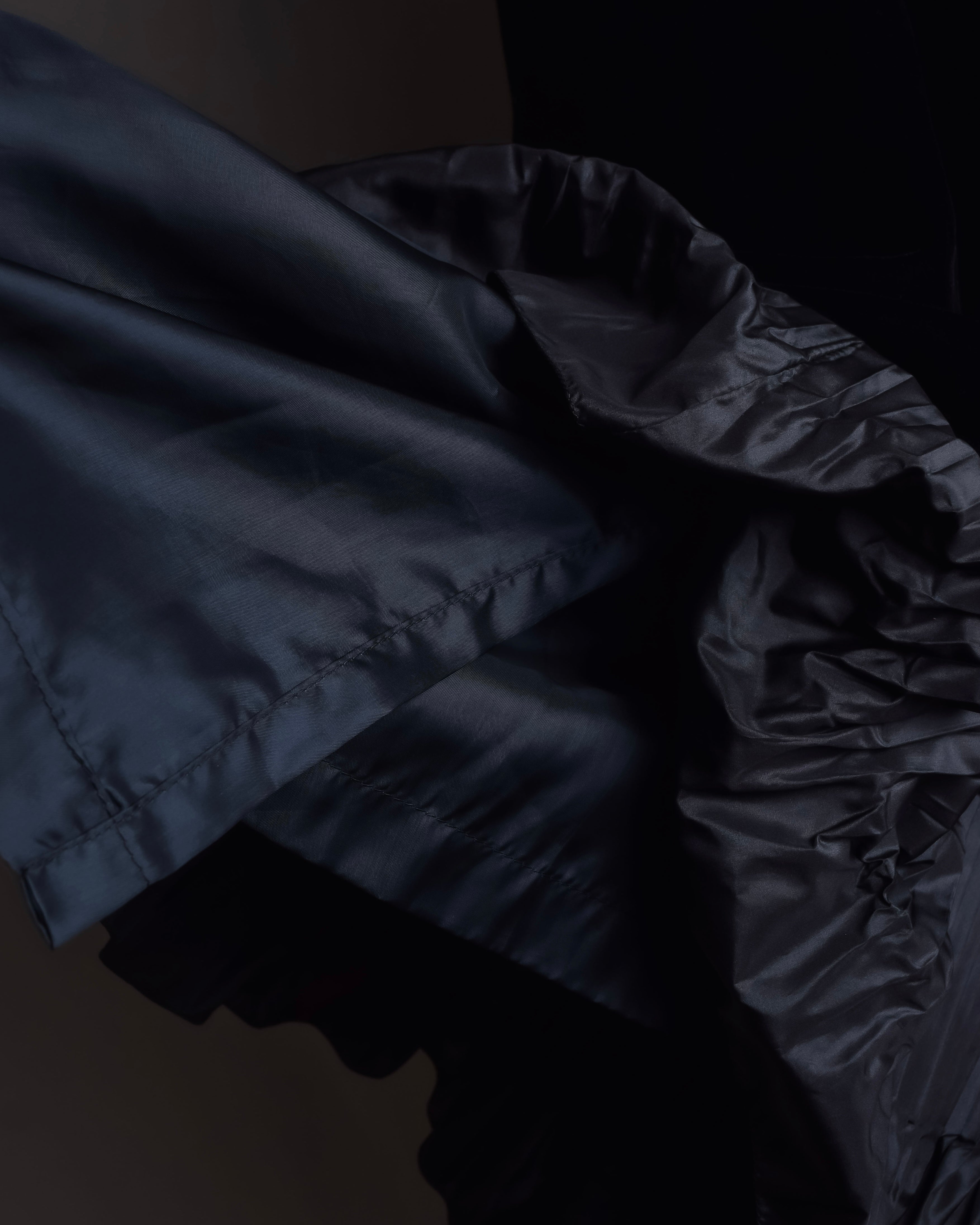 "CELINE" Pleated satin hem velvet flare skirt