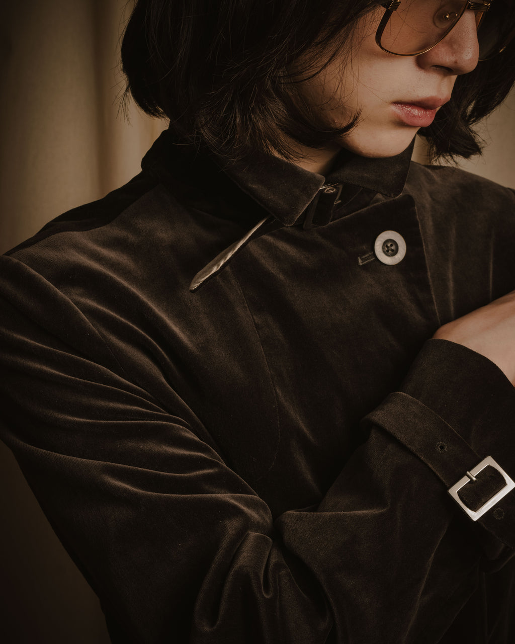 -SPECIAL- "JIL SANDER"
90’s-00’s Architectural cotton velvet belted coat