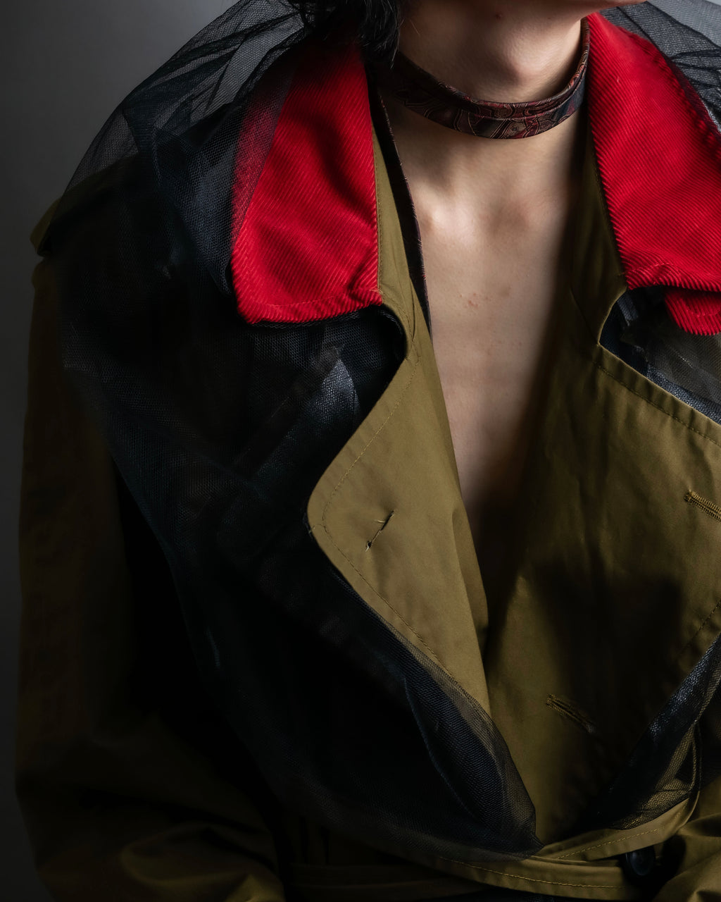 "MAISON MARGIELA" 20AW reconstructed tulle docking trench coat