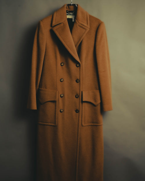 -SPECIAL- "Salvatore Ferragamo" 90's Double-breasted camel wool blend long coat
