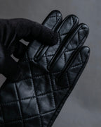 "Pierre Cardin" Belt buckle design quilted leather gloves