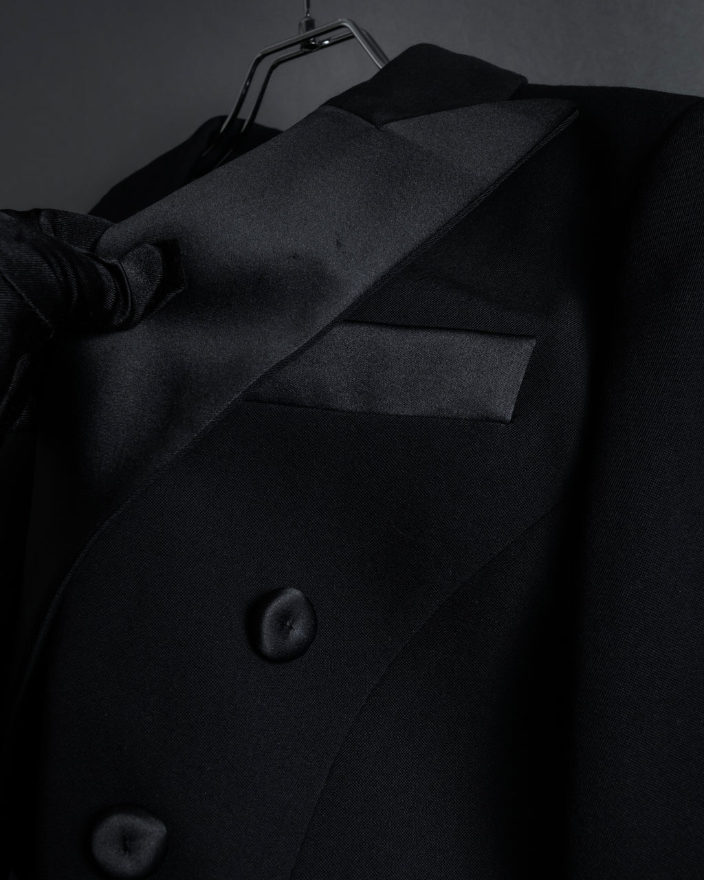 “MOSCHINO” Satin lapel double-breasted tuxedo jacket