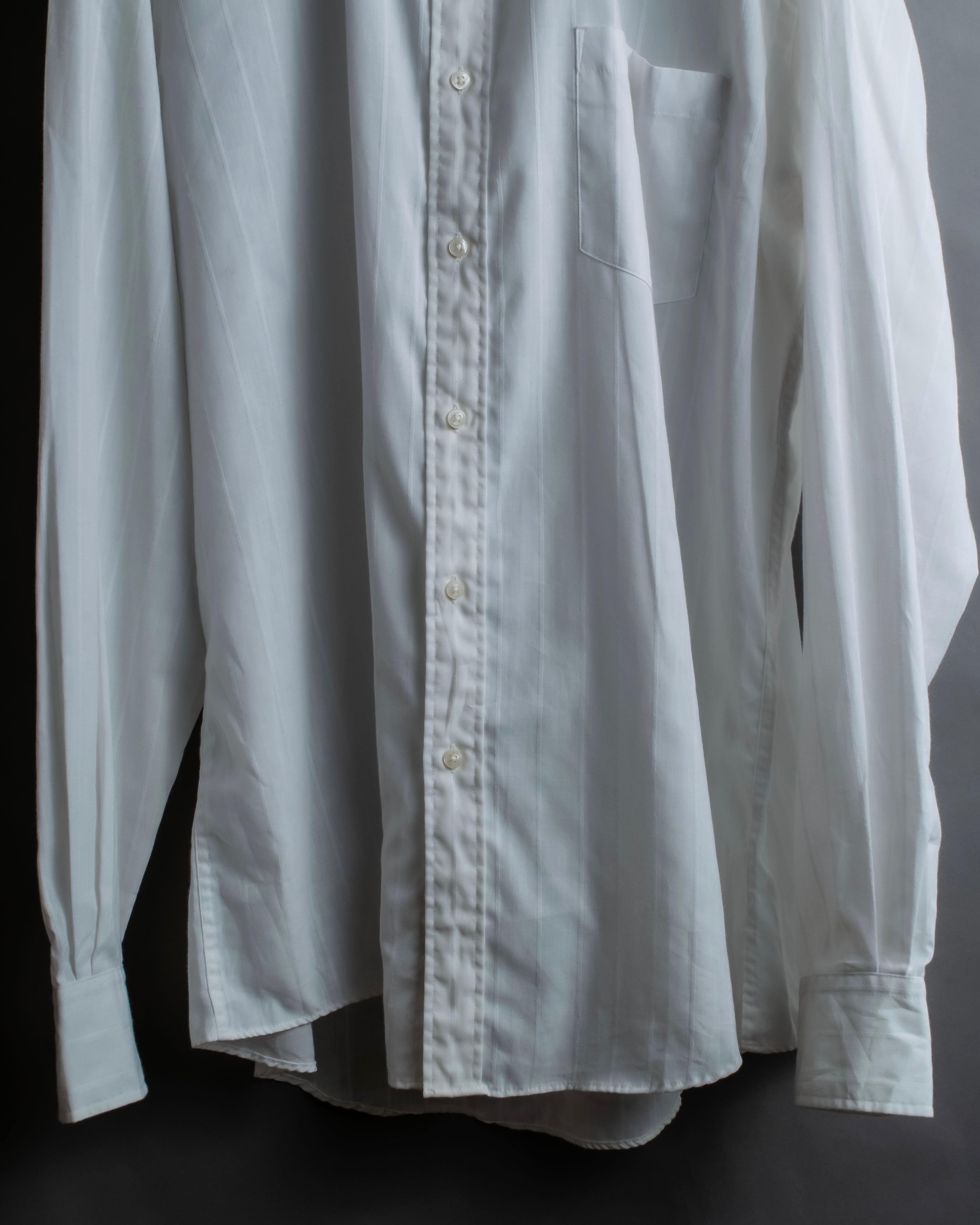 "YVES SAINT LAURENT" 1980's striped weave white shirt