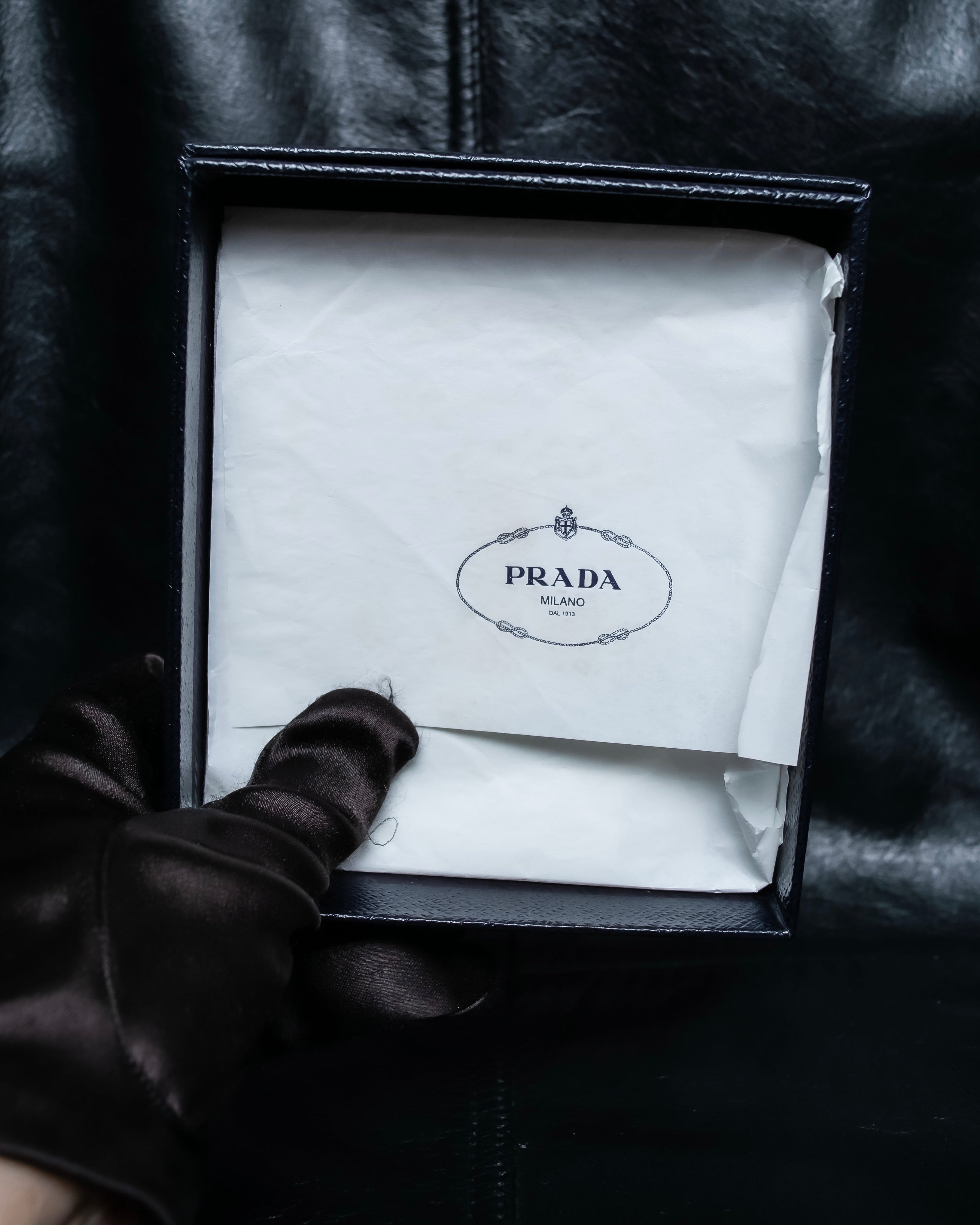 “Prada” Saffiano leather triangle logo wallet