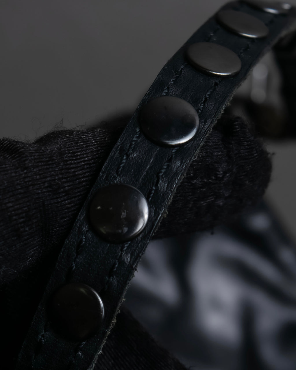 "DIESEL" Silver stud design leather one shoulder bag