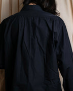"Yohji Yamamoto COSTUME d’HOMME" Minimal detail cotton poplin black shirt