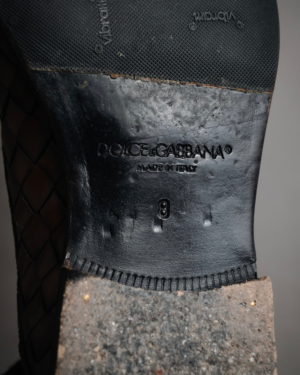 “DOLCE&GABBANA” 2008–2014 Exotic leather and intrecciato oxford shoes