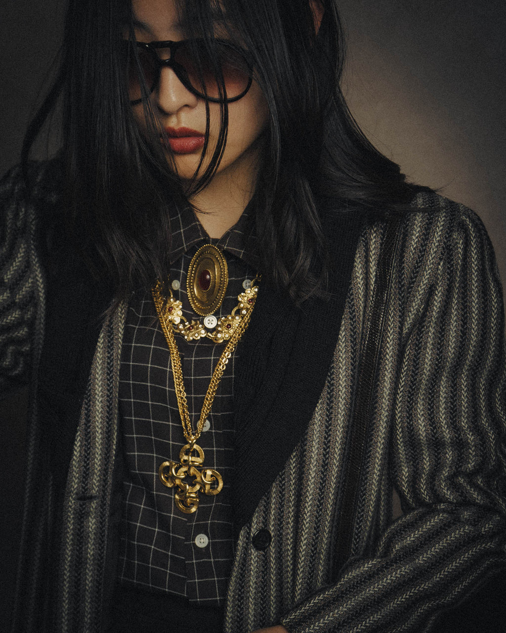 -SPECIAL- “Lucien Piccard” 70’s-80’s Gold tone cross pendant necklace